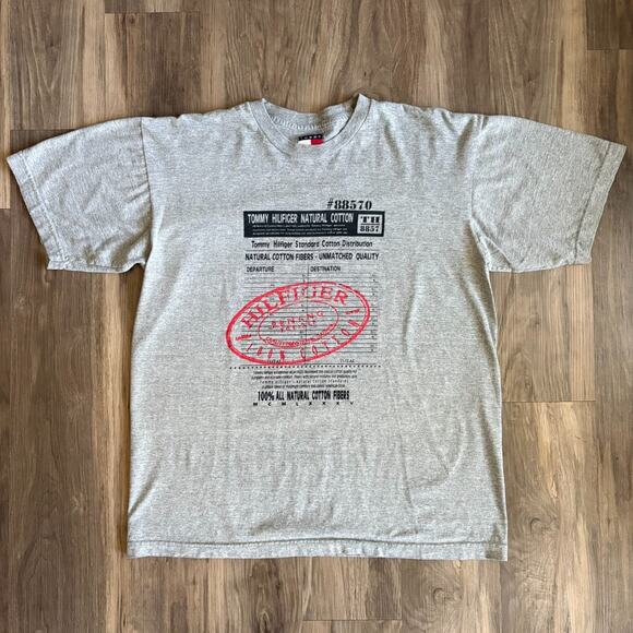 Vintage Tommy Hilfiger T-Shirt Men's Size XL Gray 1990s - Picture 1 of 4